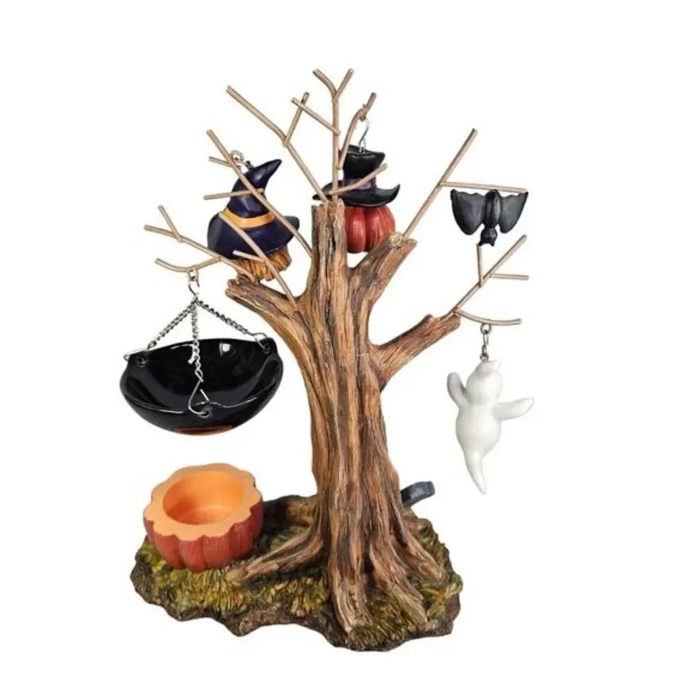 Yankee Candle Halloween Haunted Tree Tart Wax Warmer RARE Witch Ghost Bat Spooky
